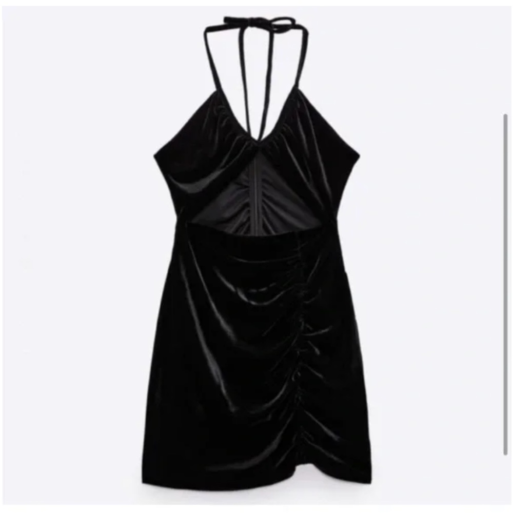 Zara black velvet cutout mini dress NWT